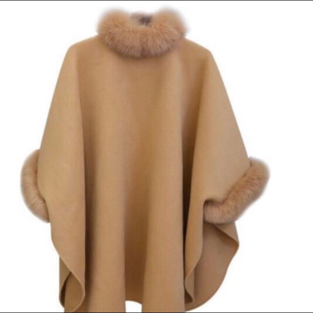 😱*LAST ONE* Knee-Length Cape Poncho Coat Faux Fur - Picture 7 of 7